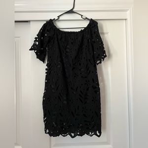 Black Eyelet Off The Shoulder Dress